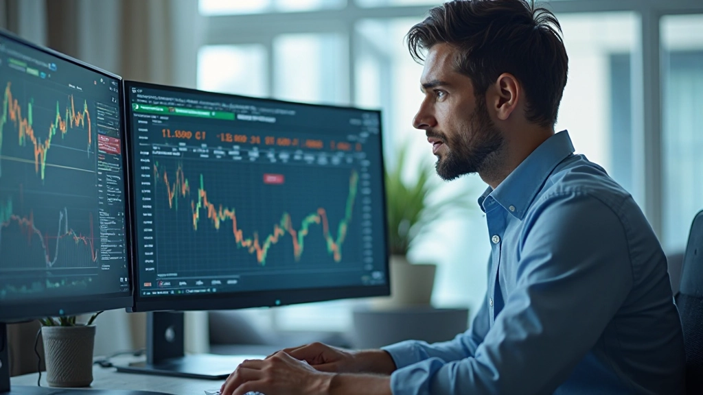Профессиональный снимок финансового аналитика, работающего с графиками на компьютере в современном офисе