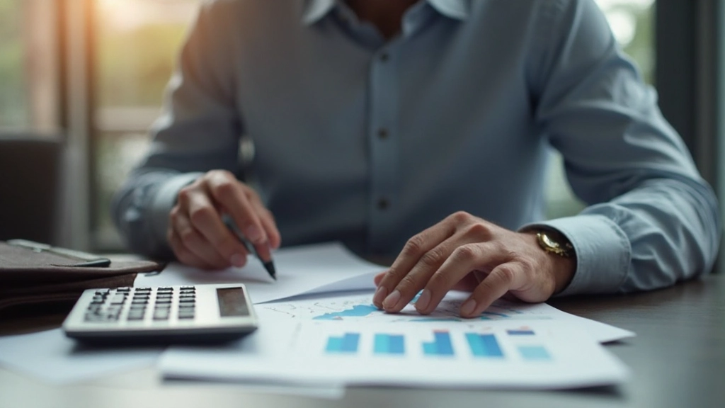 Инвестор изучает портфель облигаций и документы на рабочем столе