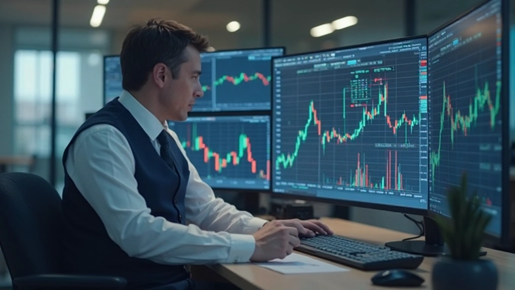 Профессиональный консультант объясняет основы фондового рынка перед монитором с графиками